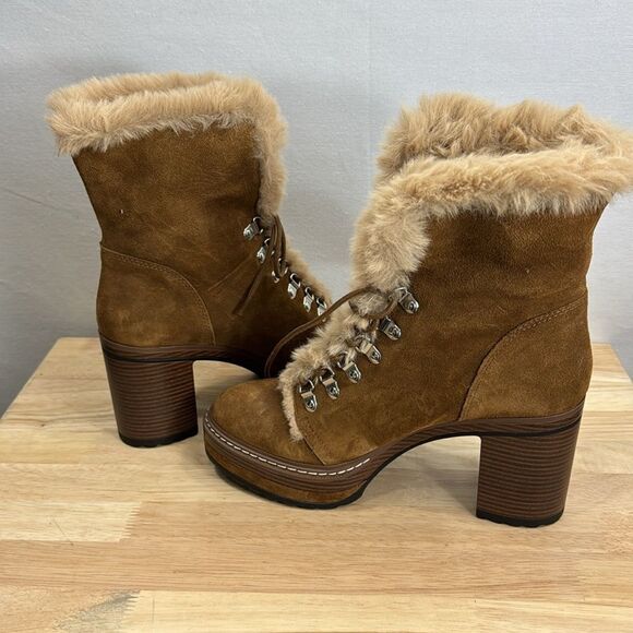 Steve Madden Women's Scoops Platform Lug-Sole Hiker Booties Chestnut Size 8 NIB - Picture 5 of 9